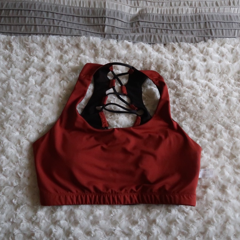 Burnt Orange Strappy Back Sports Bra